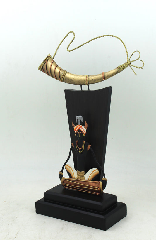 Chhattisgarh Tribal Musician: Wrought Iron Dholak Memento