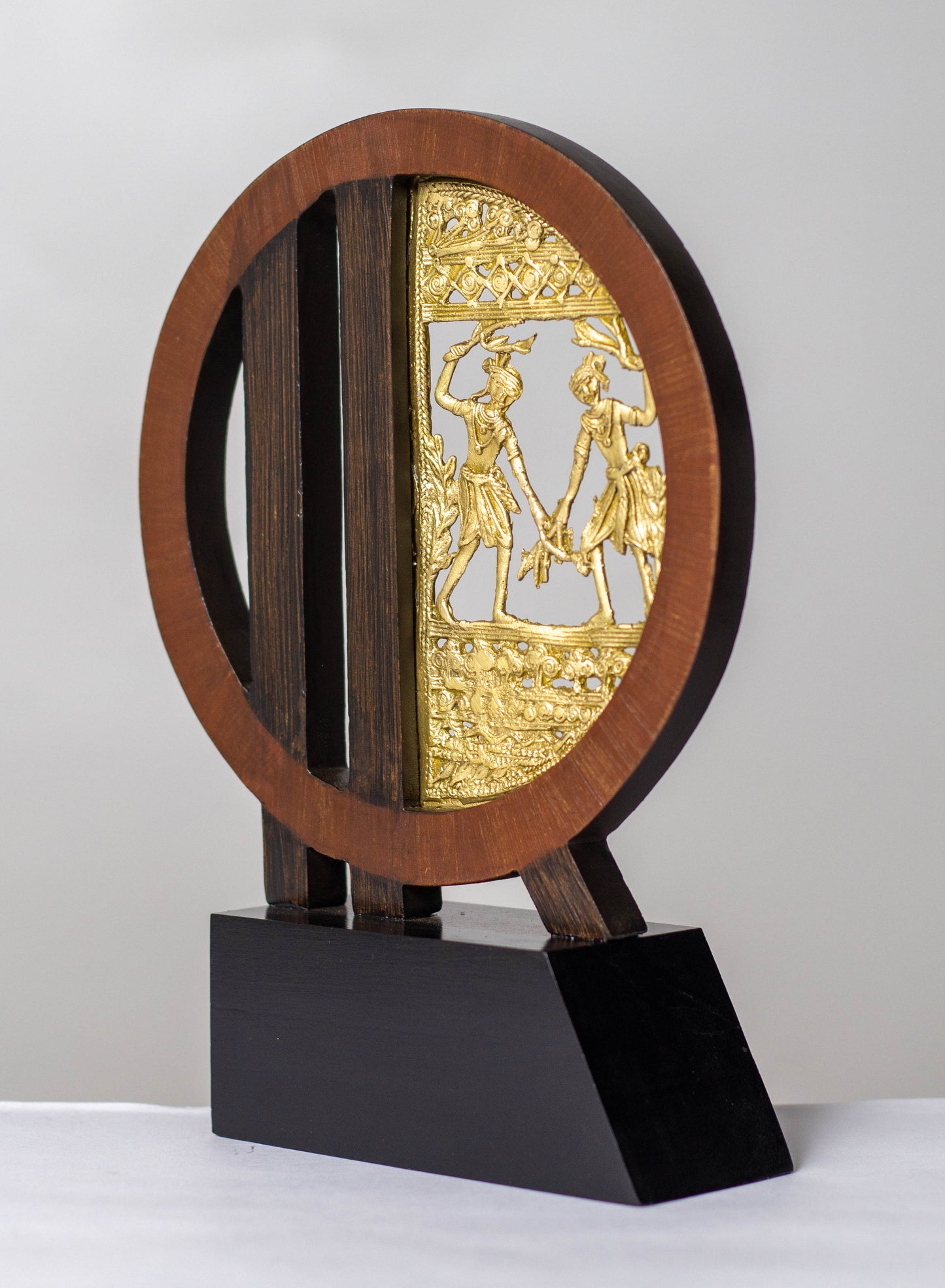 Brass Wooden Dhokra Jali Memento - Cultural Grace for Meaningful Recognition
