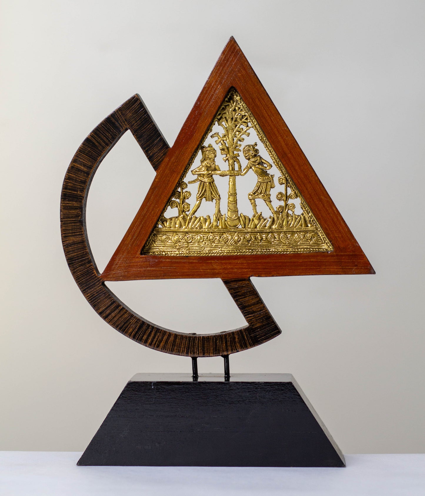 Bastar Arts Tribal Working Brass Jaali with Wooden Memento @Home Decor