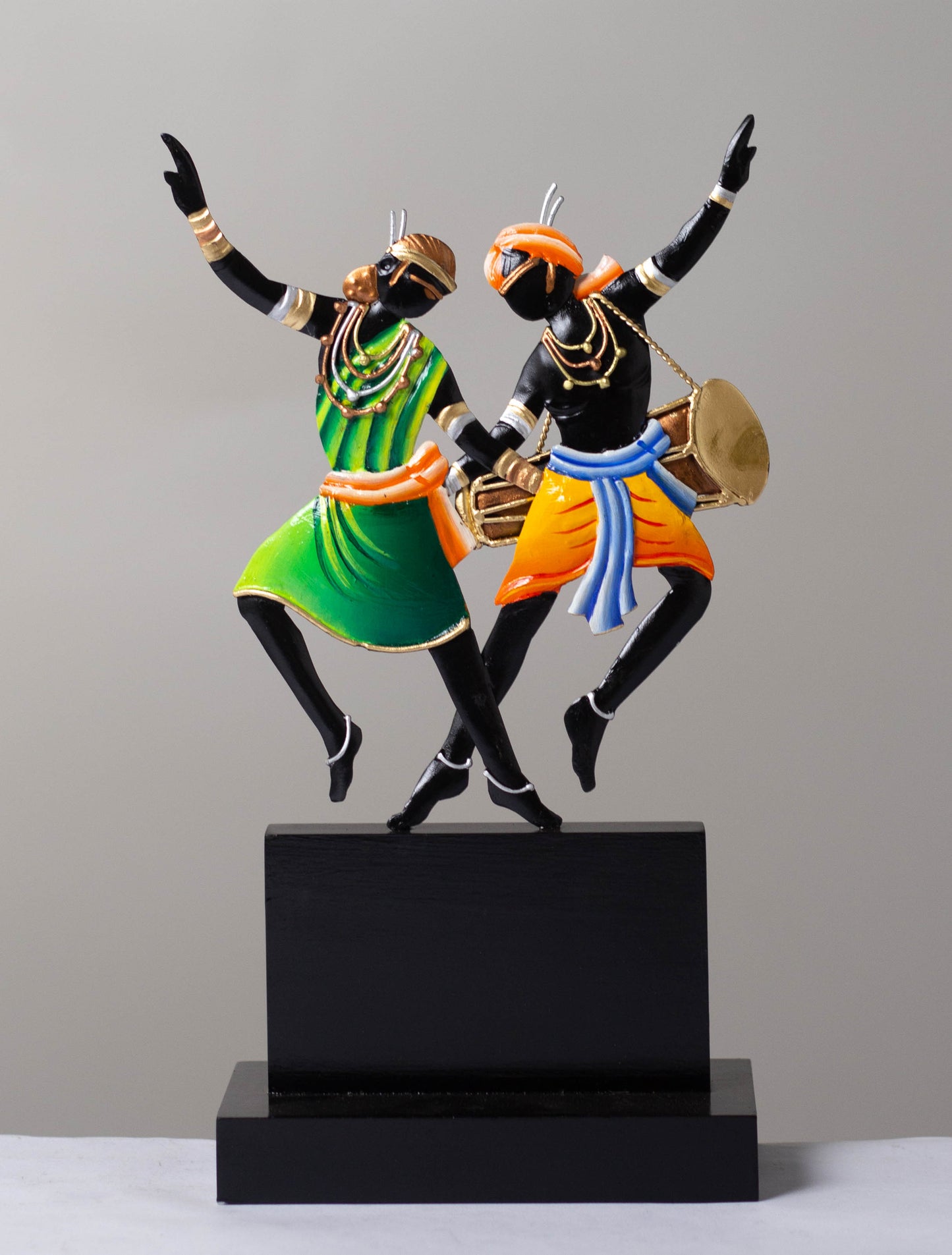 Bastar Arts Tribal Couple Dancing with Dholak Memento Table Top