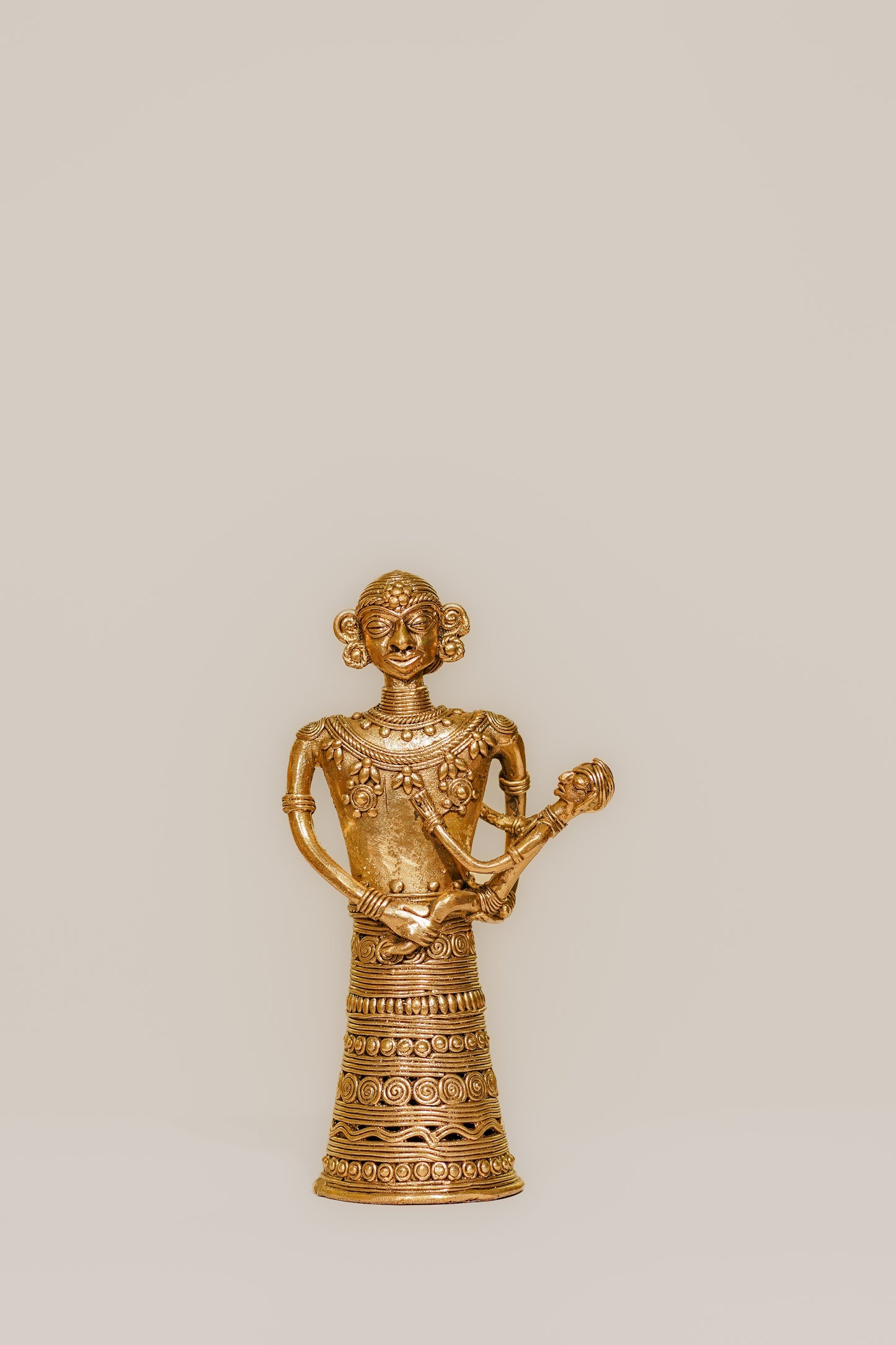 Brass Dhokra Raja Rani Statue – Tribal Art Masterpiece