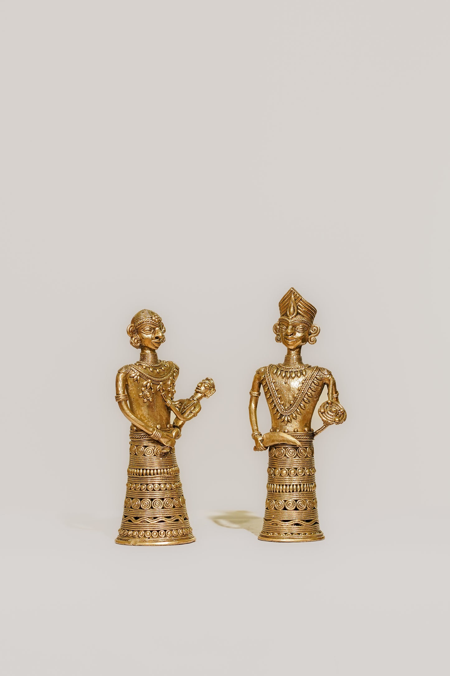 Brass Dhokra Raja Rani Statue – Tribal Art Masterpiece