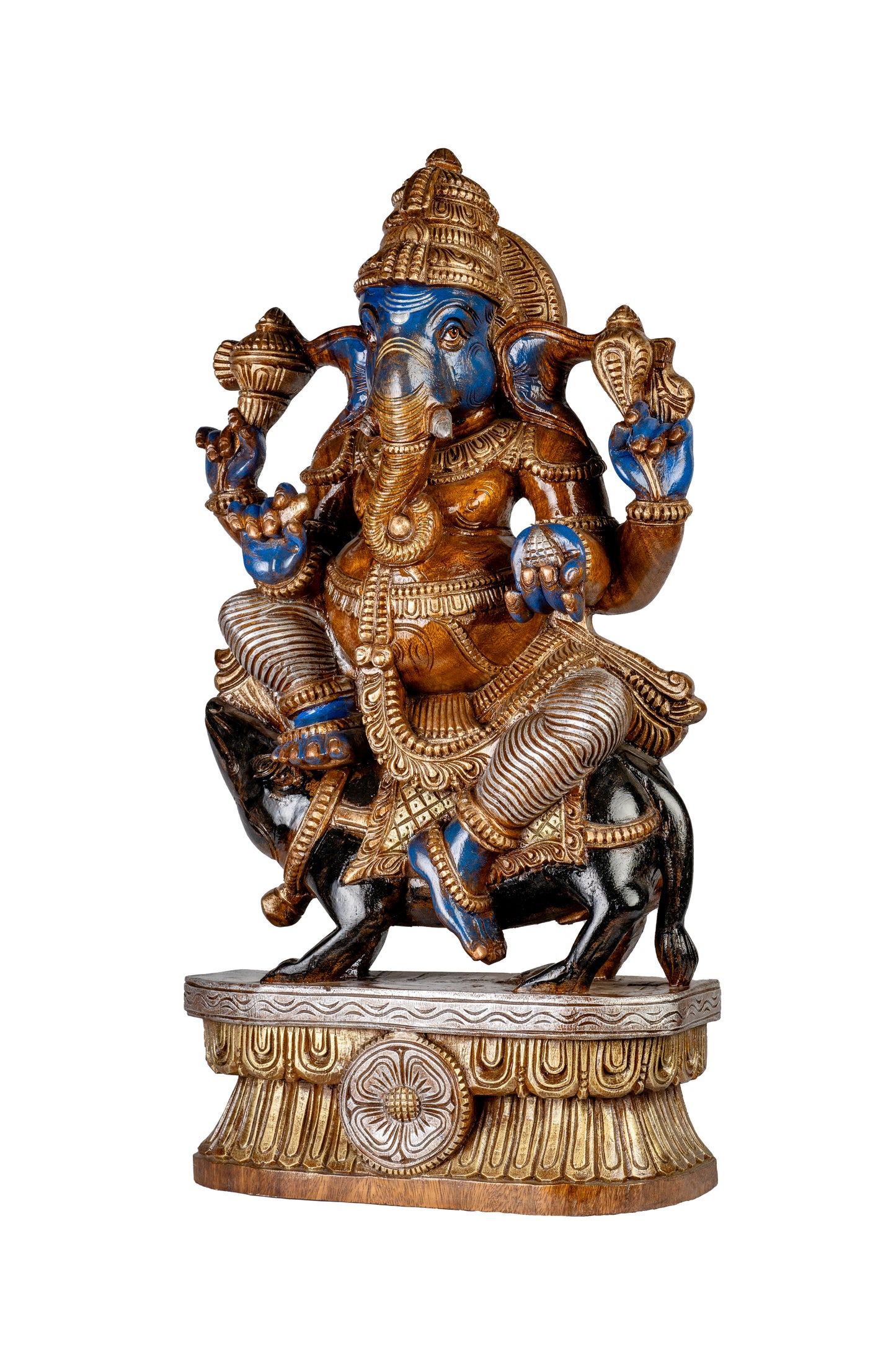 Divine Fusion: Wooden Lord Ganesha Statue 30 inch