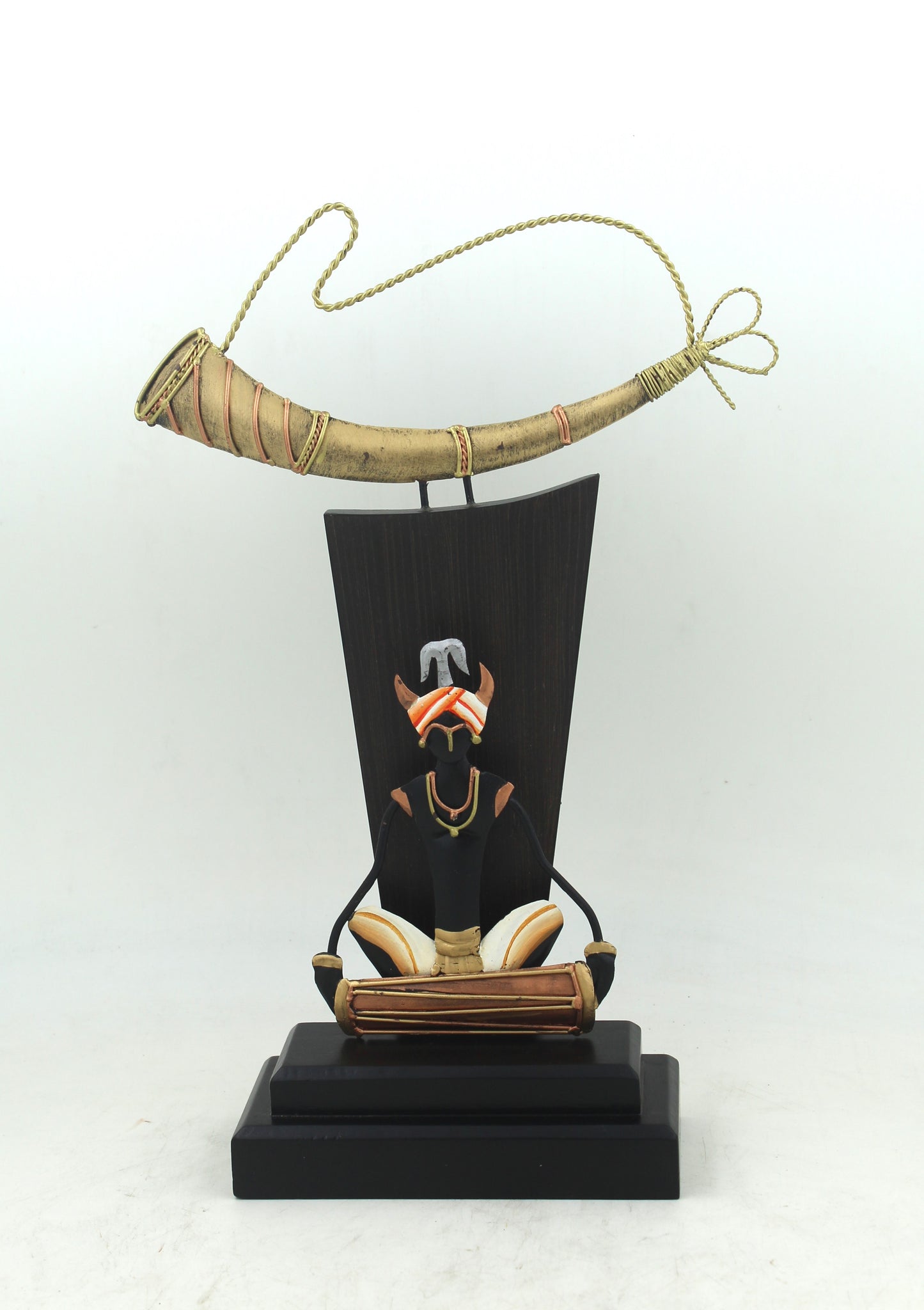 Chhattisgarh Tribal Musician: Wrought Iron Dholak Memento