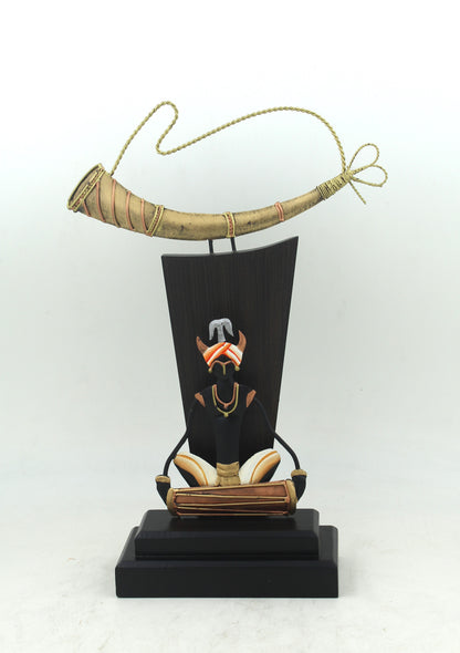 Chhattisgarh Tribal Musician: Wrought Iron Dholak Memento
