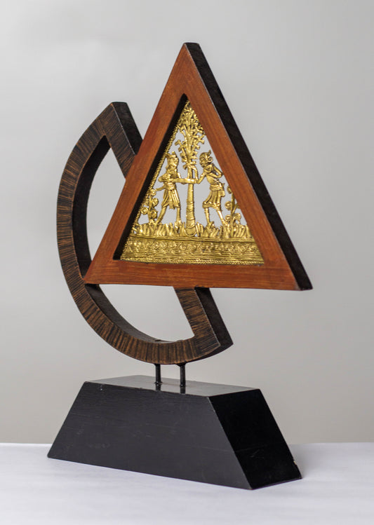 Brass Wooden Dhokra Jali Memento – Honoring Excellence with Tribal Art