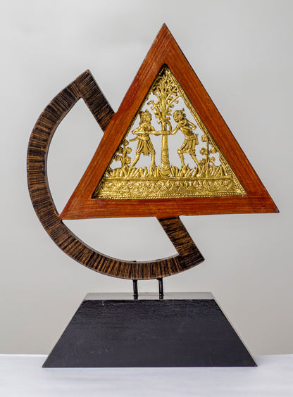 Brass Wooden Dhokra Jali Memento – Honoring Excellence with Tribal Art