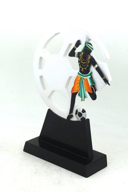 Wrought Iron with Wooden Handmade Football Playing Tribal Memento