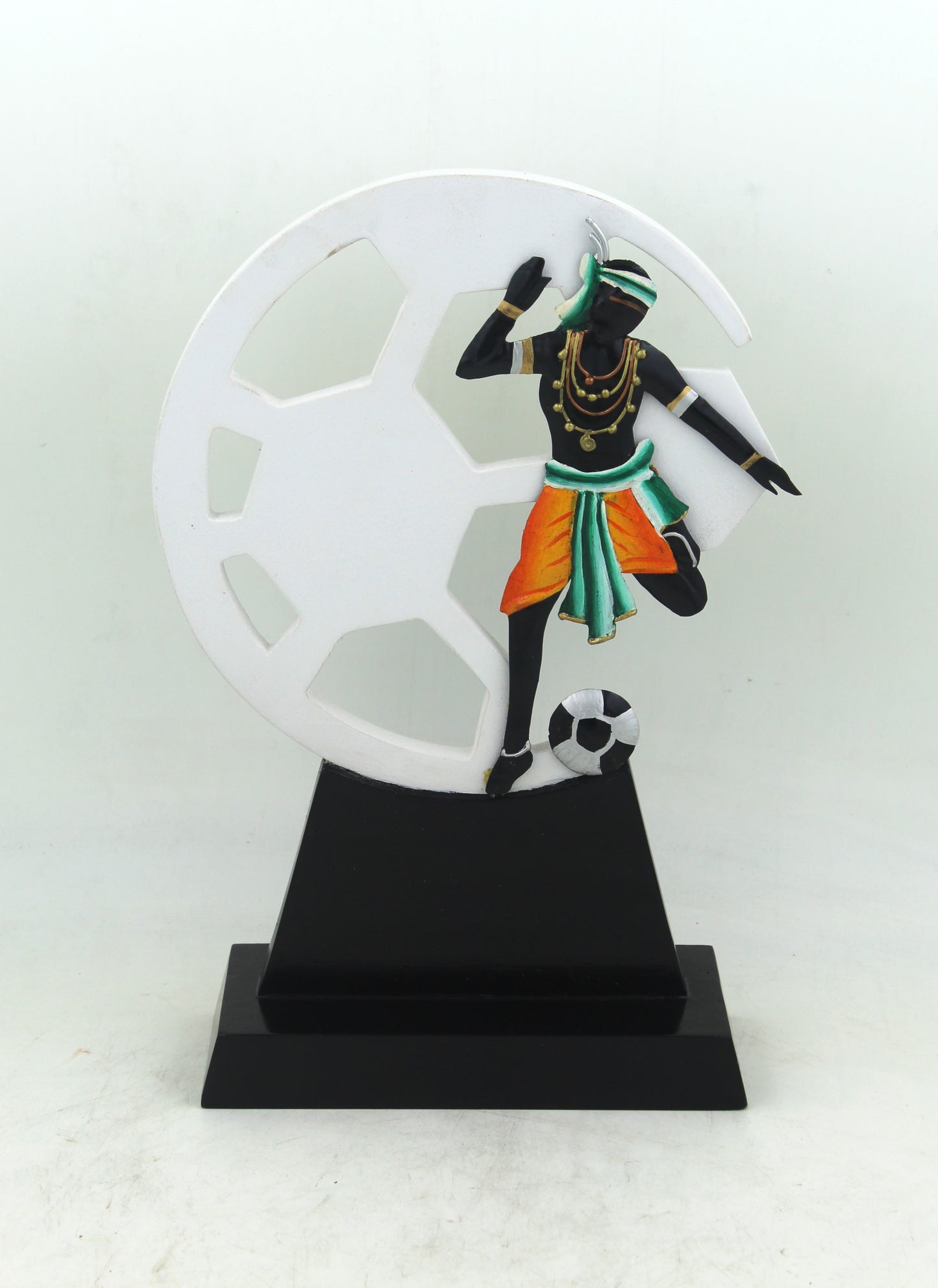 Wrought Iron with Wooden Handmade Football Playing Tribal Memento