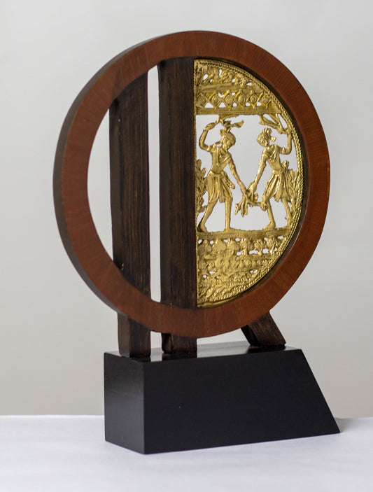 Brass Wooden Dhokra Jali Memento - Cultural Grace for Meaningful Recognition
