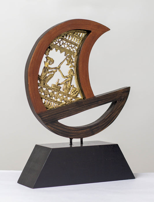 Brass Wooden Dhokra Jali Memento – A Tribute to Tribal Elegance