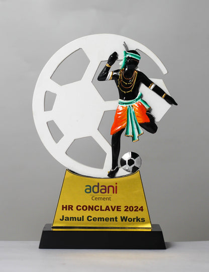 Wrought Iron with Wooden Handmade Football Playing Tribal Memento