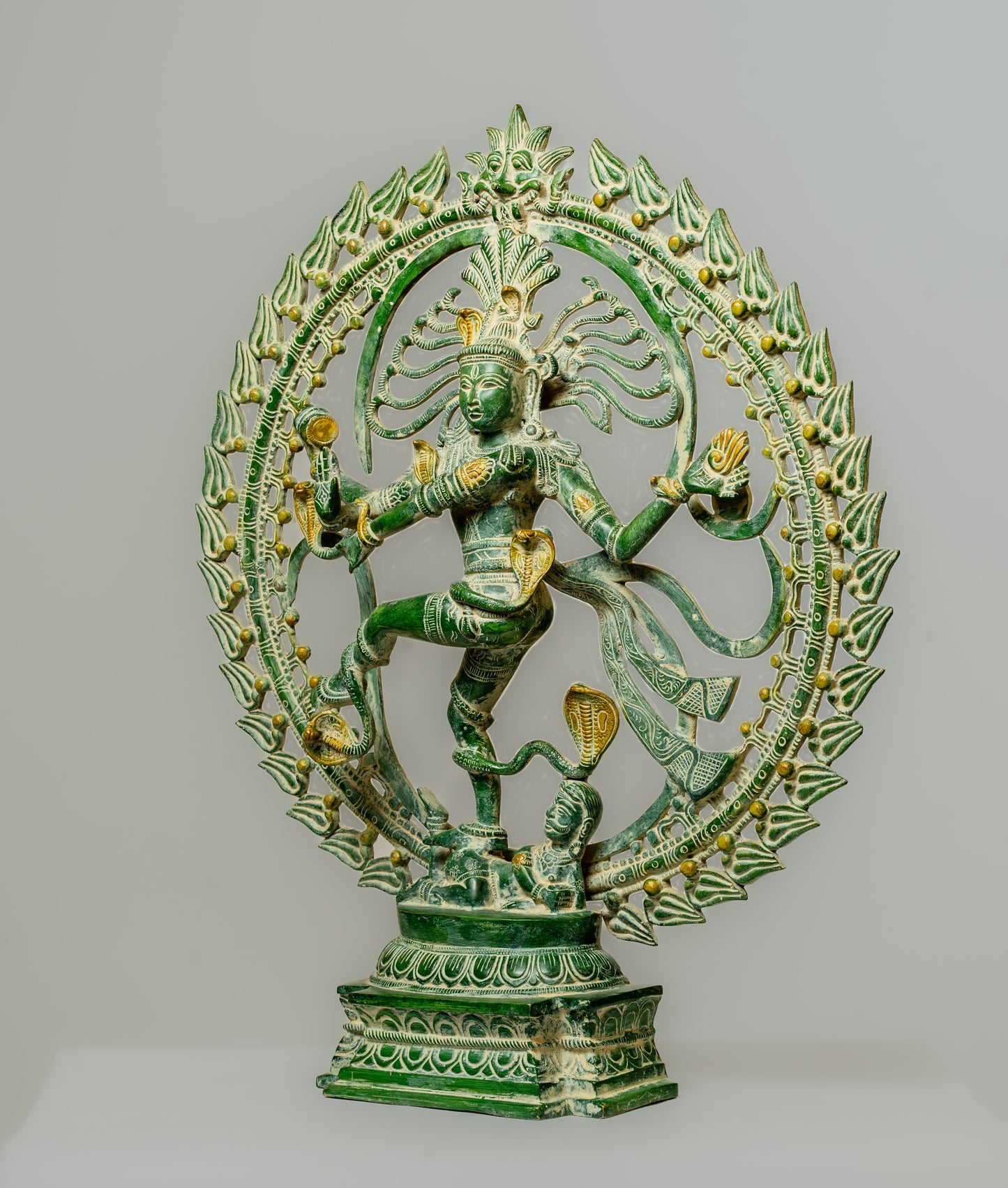 "Antique Green Nataraja - Dance of Shiva Brass Statue"