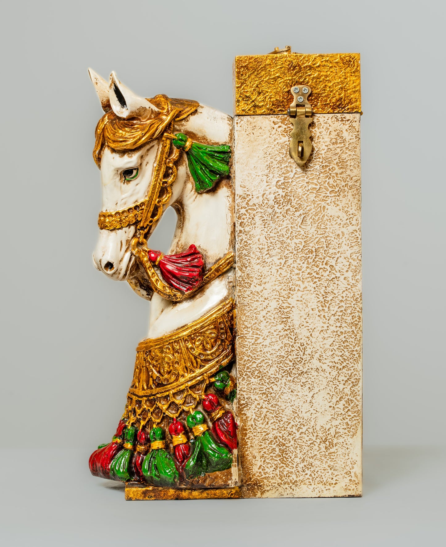 "Vibrant Polyresin Horse Head Wine Holder Stand"