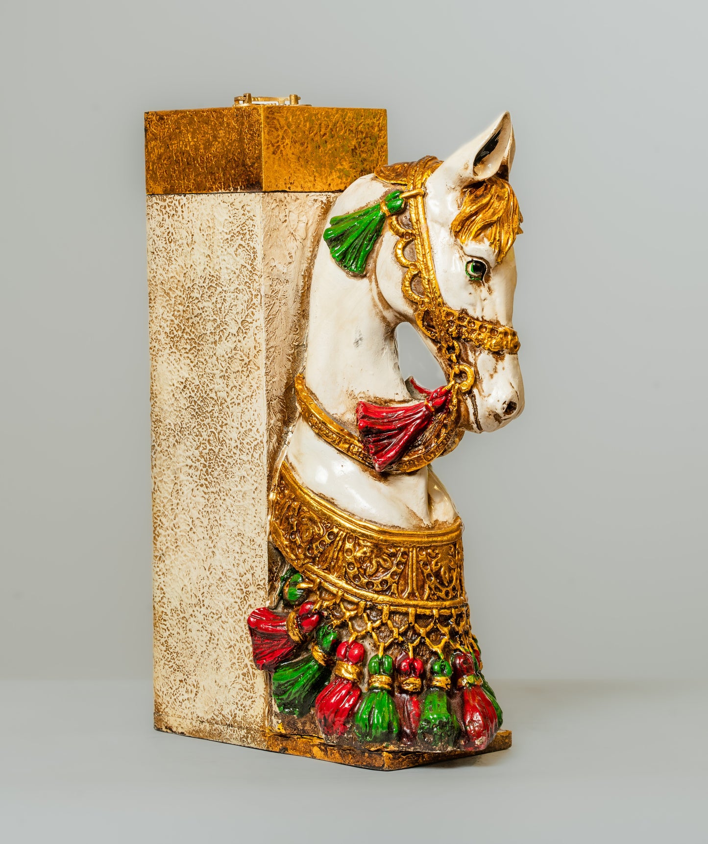 "Vibrant Polyresin Horse Head Wine Holder Stand"