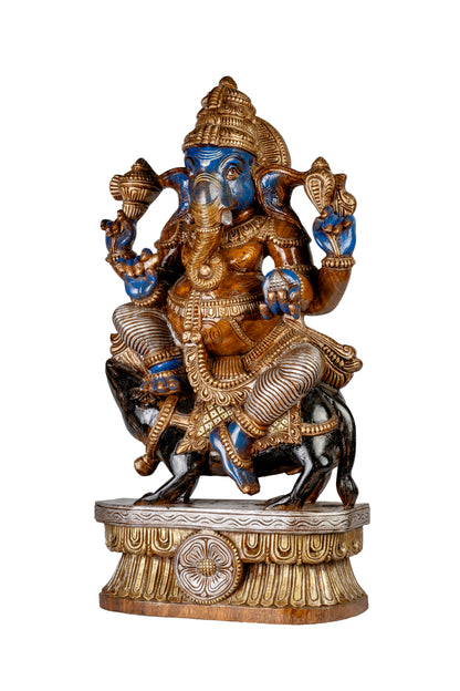 Divine Fusion: Wooden Lord Ganesha Statue 30 inch