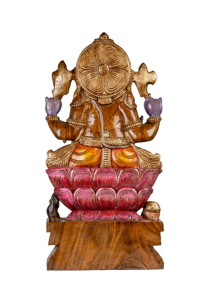 Lord Ganesha : Wooden Ganesha Statue 30 INCH