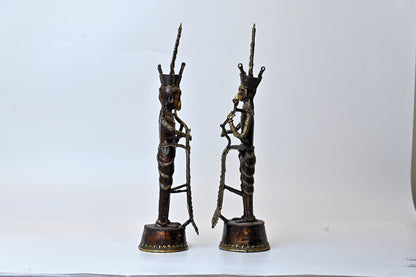 Brass Dhokra Jhitaku-Mitaki Statue – Tribal Harmony in Metal