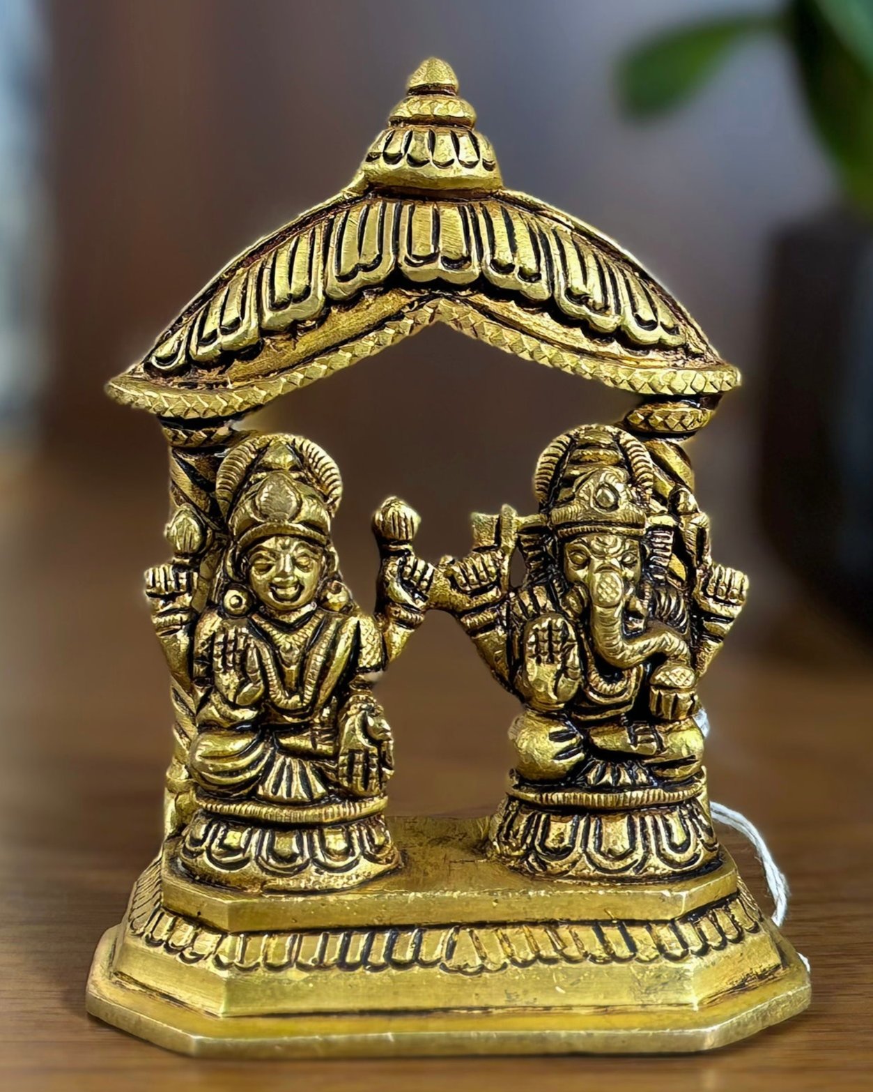 Duo of Wealth and Wisdom | Brass Laxmi Ganesh 11cm